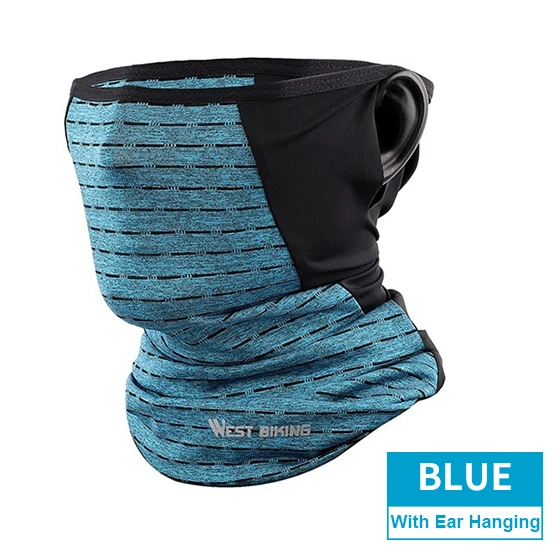 With Ear-Blue WEST BIKING, летняя велосипедная маска для лица, анти-УФ головной убор, велосипедная Кепка для бега, анти-пот, велосипедная бандана, волшебный спортивный шарф, маска для лица - Цвет: With Ear-Blue