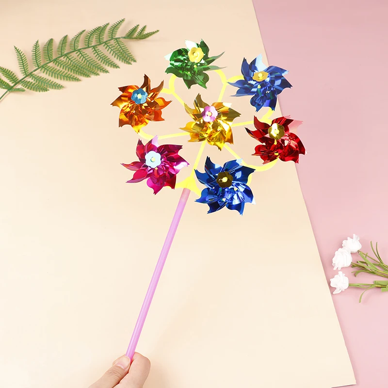 Wind Spinner Toys Colorful DIY Sequins Windmill Wind Spinner Home Garden Yard Decoration Kids Toy