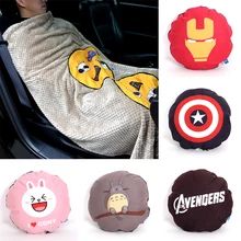 Мультфильм marvel милые подушки в автомобиль плюшевые автомобильное сиденье поясничная задняя Подушка Многофункциональный кондиционер одеяло крышка в автомобиль