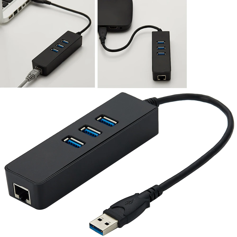 Проводной сетевой адаптер для компьютера LAN, быстрый ноутбук, гигабитный Ethernet концентратор RJ45 USB 3,0, аксессуары для карт, 3 порта, стабильный