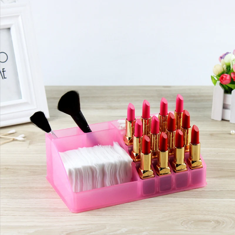 Пластиковый Органайзер кисточек для макияжа помад кейс 12 слотов бальзам губ