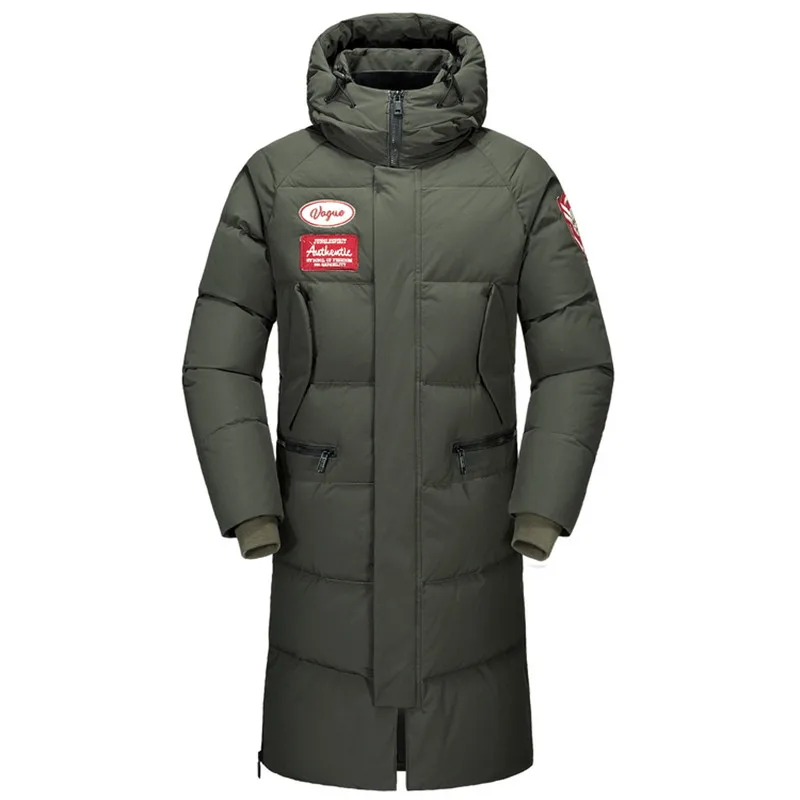 

Brand Men's long down jacket hooded white duck down jacket men windbreaker Winter jacket men snow overcoat long coat male