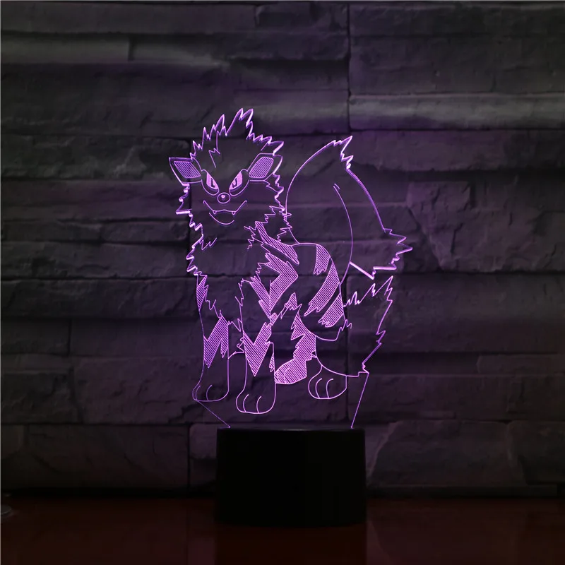 Мультфильм 3D Покемон USB кабель игровые фигурки Arcanine собака ночник lampara многоцветный Детский мальчик подарок ребенку на Рождество 1337