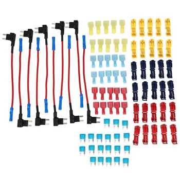 

10 Pack Tap Adapter Add-A-Circuit 12V Mini ATM Apm Blade Fuse Holder,30 Pcs T-Tap Connectors Self-Stripping Quick Splice Wire