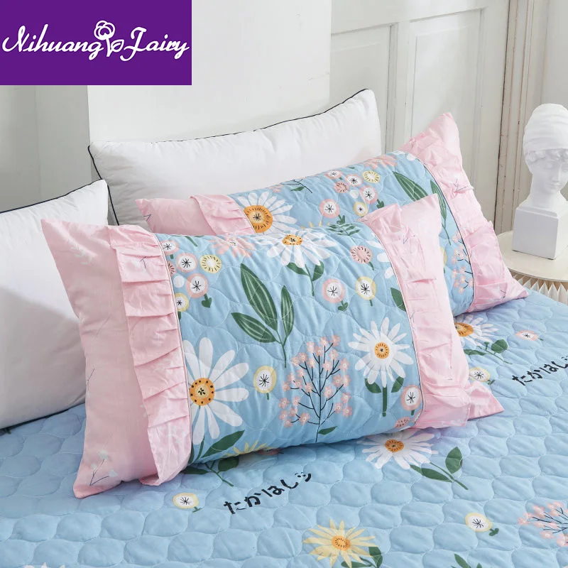 

Korean version of pure cotton pillowcase thick 100% cotton 48X74cm lace pillowcase bedding home textile pillow cover