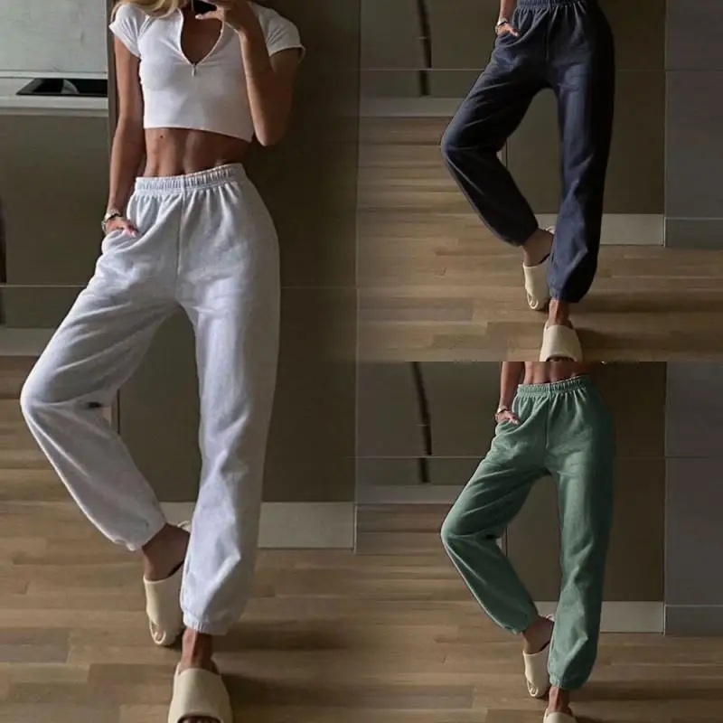 Summer women's sports pants high waist elastic waist all-match casual leggings jogging yoga pants