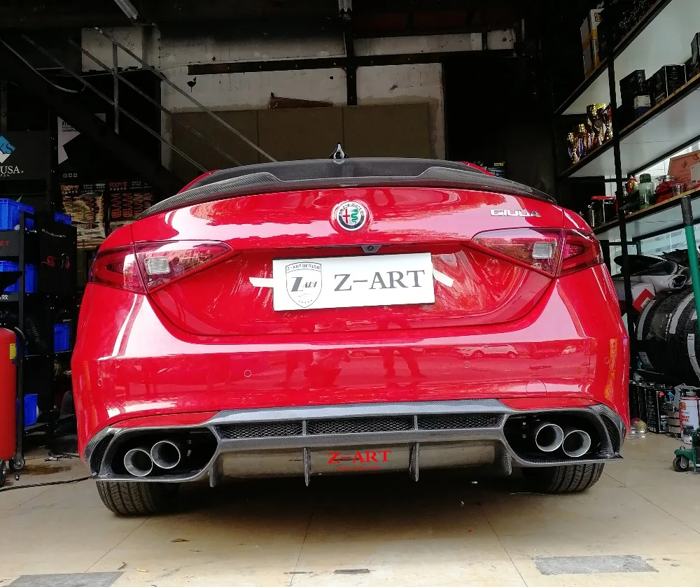 Z-ART для Alfa Romeo Giulia задний диффузор из углеродного волокна с выхлопными трубами для Alfa Romeo Giulia