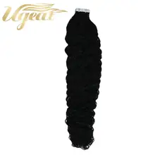 Best Offers Ugeat Natural Wave Tape in Real Human Hair Extension 14-24inch Machine Remy Hair Skin Weft Wavy Tape Hair Extension
