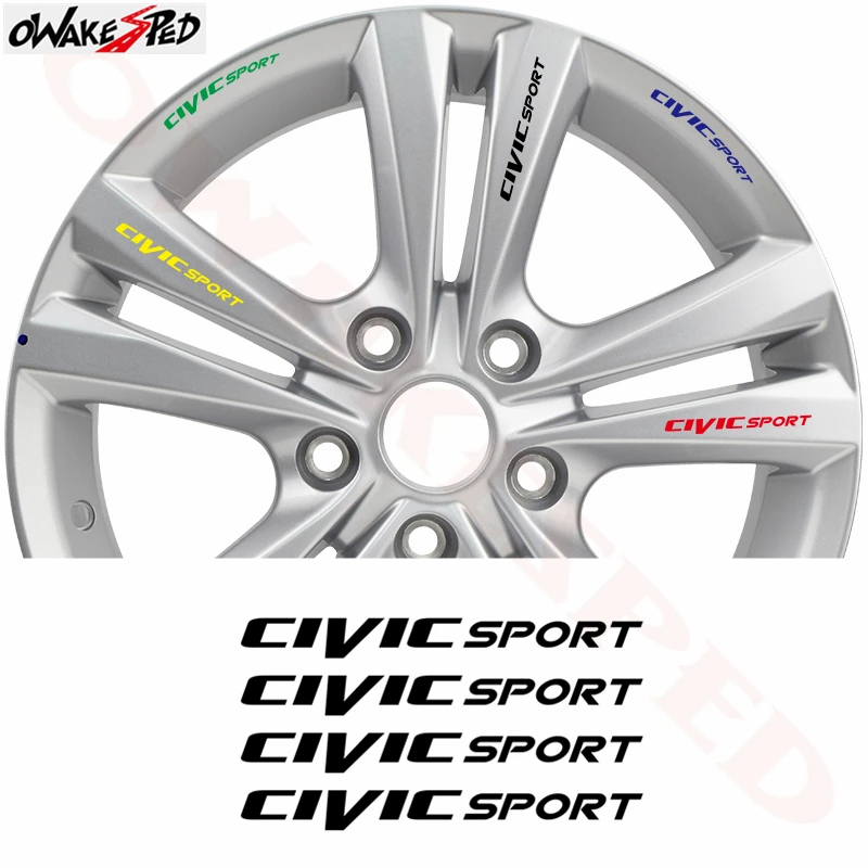 

For Honda Civic Sport Car Rims Alloy Wheels Curved Decals Auto Sticker Doorknob Decor Decals Temp Brake Caliper Vinyl Stickers