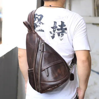 

Genuine Leather 2019 men backpacks chest Bag Fashion cross body bags high quality shoulder bag male Multipurpose message bags