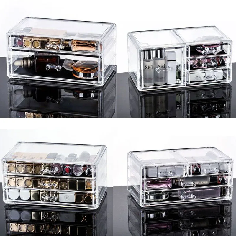 

Drawer Makeup Organizer Cosmetics Storage Box Organizador Maquillaje Transparent Plastic Box Lipstick Jewelry Display Stand