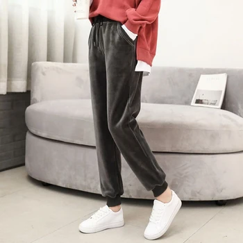 

Lady Spring Autumn Harem Pants Thick Fleece Velvet Warm Leggings Loose Style Casual Fashion Solid Winter Pant Size S-3XL