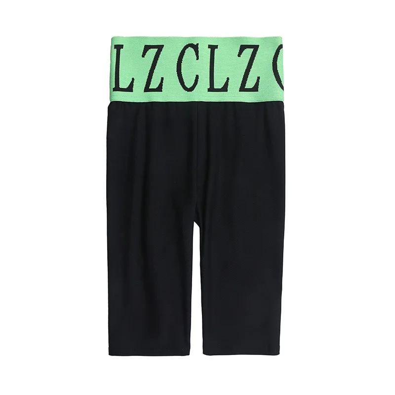 Sports Leggings Elastic Breathable Slim High Waist Leggings Thin Section Five-Point Alphabet Riding Running Skinny Pants F5A141