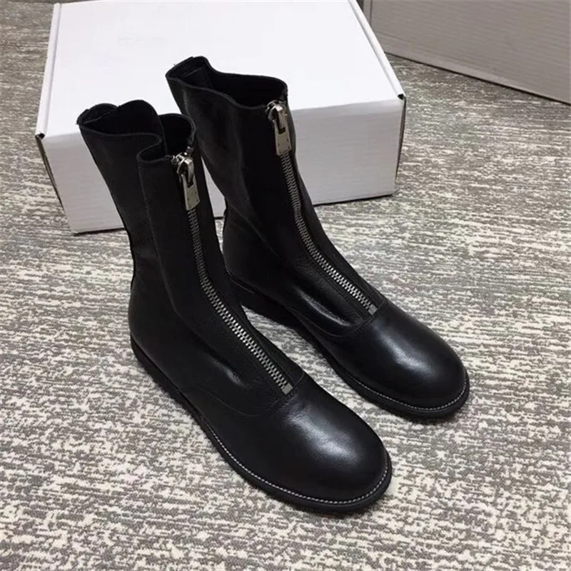Новые осенние ботинки женские белые кожаные ботильоны на низком каблуке Botas Mujer