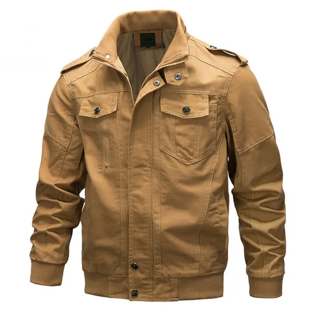 

Punk Style Big Size Mens Street Casual Military Jacket Men Moto Biker Cotton Jackets and Coats US Army Outwear Black Khaki Green