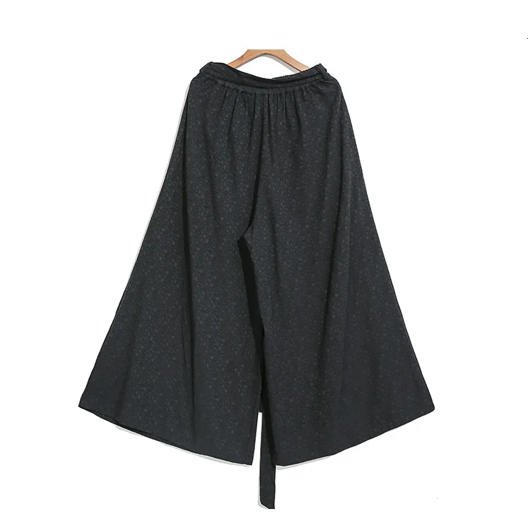 [EAM] Черные длинные широкие брюки с высокой эластичной резинкой на талии большого размера, новые брюки свободного кроя для женщин, модные весенне-осенние 1B592