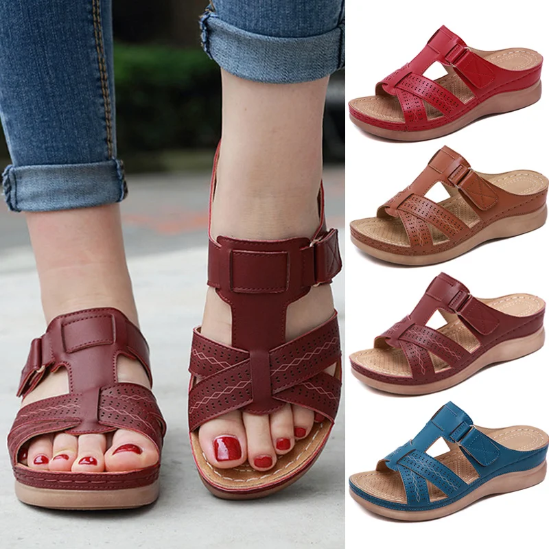 

Women Premium Orthopedic Open Toe Sandals Vintage Anti-slip Breathable for Summer AIC88