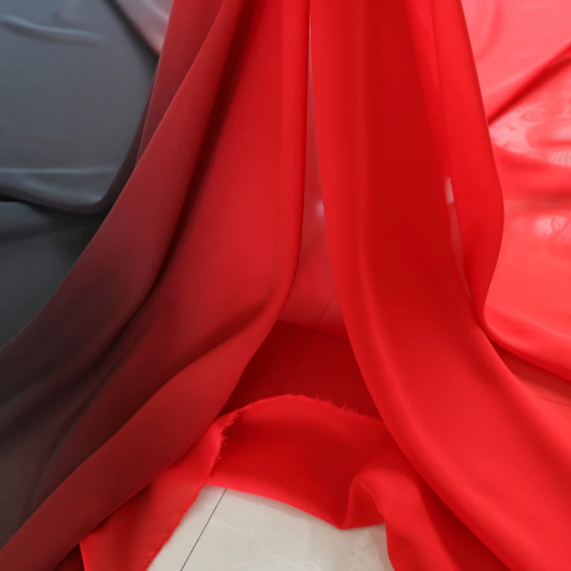 Tela de gasa con gradiente Gradual, tejido transparente de Color sombreado, Material para vestido de baile, 100cm x 145cm, 100D, negro-rojo, 2 tonos - Imagen 6
