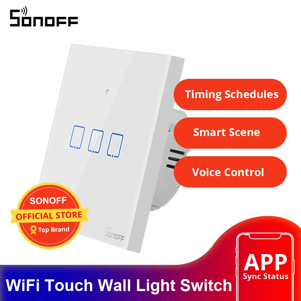 Smart Switch Smart Switch Module Itead SONOFF Outlets Touch EU Wifi Switch Smart Wall Touch Light Switch 1 Gang Touch/WiFi/APP Remote Smart Home Works with Alexa