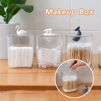 

Cosmetic Makeup Box Clear Storage Holder Cotton Pad Swab Box Organizer Multifunctional round receive box
