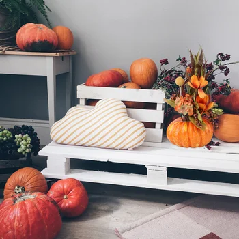 

1Pc Halloween Elegant Pumpkin Decorations Imitate Maple Leaf Decoration Orange