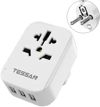 

TESSAN EU Travel Adapter Plug with Universal AC Outlets and 4 USB charging ports for Mobilphone AC Outlet for US/EU/AU/UK
