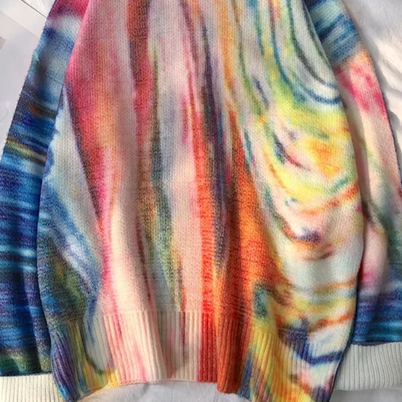 Autumn New Camo Sweater Men Fashion Tie Dyed Printed Casual Knit Sweater Men Streetwear Wild Loose Hip Hop Sweter Male Clothes