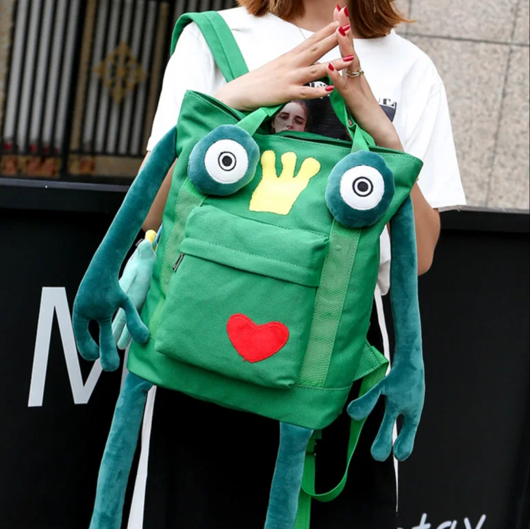 

Personality Fashion Canvas Bag Frog Leg Backpack Large Capacity Student Bag Printing Backpack School Book Backpacks Korean Style