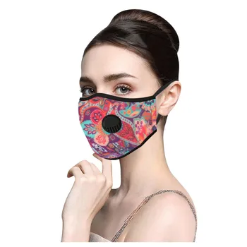 

5PC Adult Print Adjustable With Breathing Piston Masque Washable Reusable Elasticity Replaceable Filter Breathable Masque