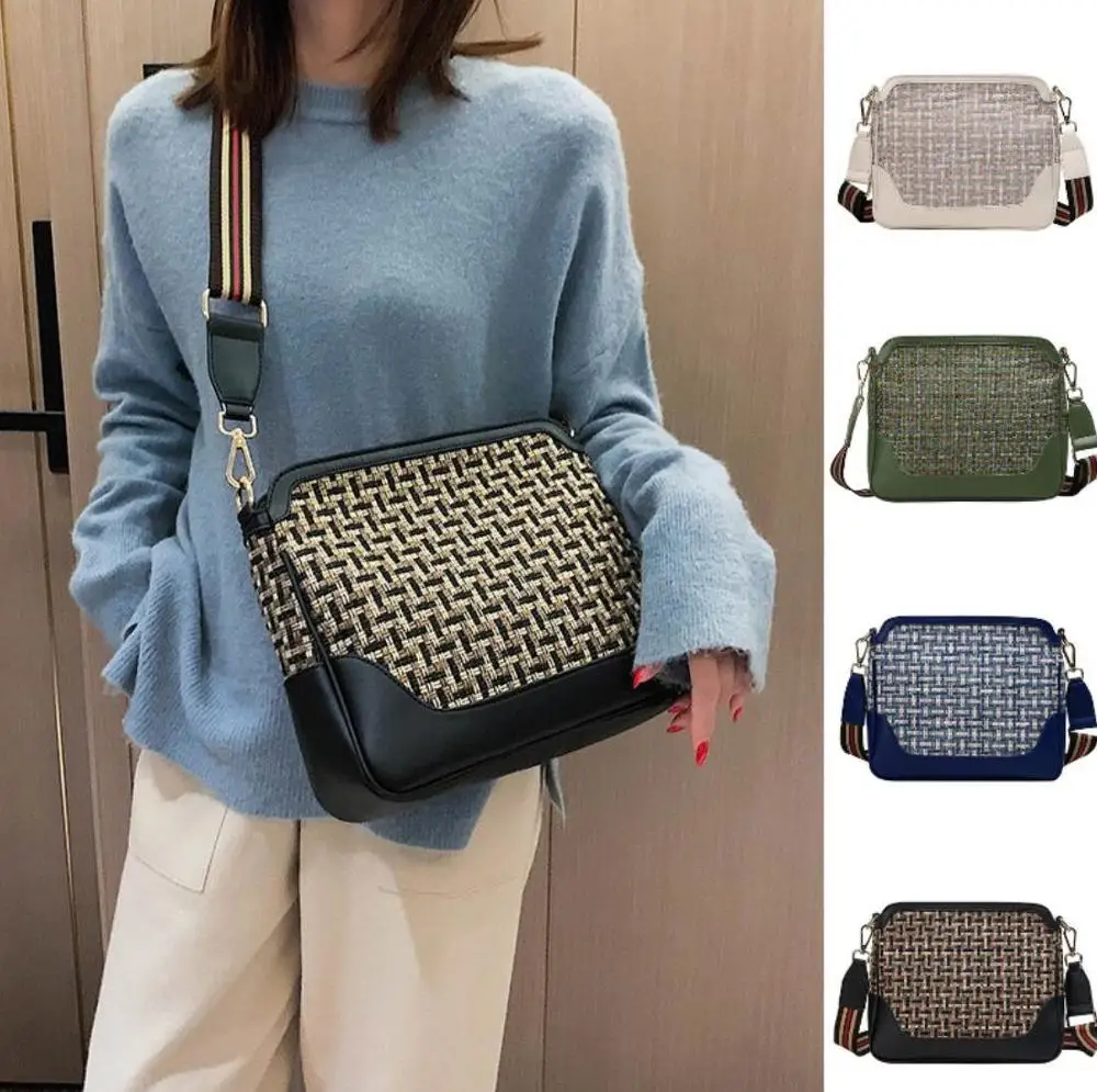 Новая мода тканым узором в стиле ретро женские сумки через плечо Простые большой