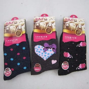 

Autumn Winter Long Tube Warm Wool Socks Cute Polka Dot Rose Cartoon Pattern One Size Cotton Elastic Breathable Female Stockings
