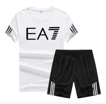 

Fashion Shorts Set Men 2020 Summer 2pc Tracksuit Short Sweat Shirt + Shorts Sets Beach Mens Casual Tee Shirts Set Sportswears