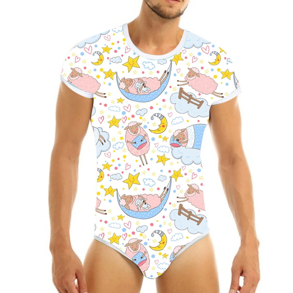 ABDL Onesie Adult Baby Snap Crotch Romper Littlespace Bodysuit Dinosaur