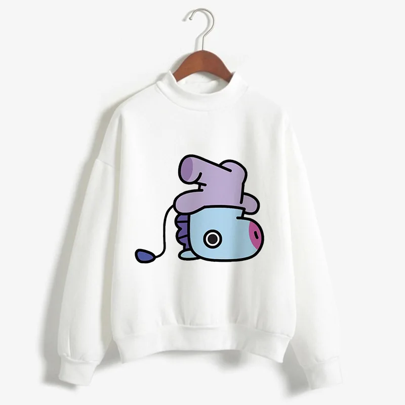 BTS пуленепробиваемые Мальчики BT21 сопутствующие товары женское платье Европа и Америка длинный рукав Высокий воротник толстовка с принтом горячая распродажа