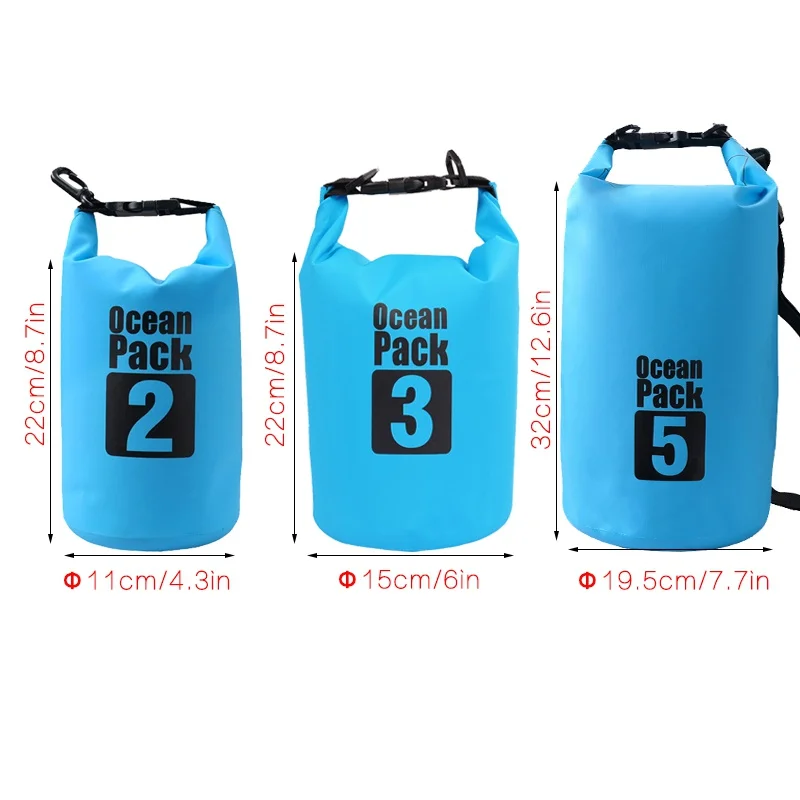 Waterproof Bags Dry Bag Water Resistant Swimming Storage Bag for Outdoor Kayak Canoe Rafting Upstream Pouch 2L 3L 5L