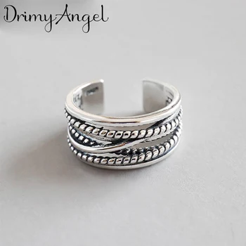 

Korean Silver Color Multi-layer Chains Rings For Women Engagement Jewelry Girls Open Antique Finger Rings
