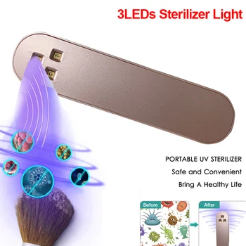 

3LED Mini UV Sterilizer Light Rechargeable Phone Sanitizer Cleaner Professional Disinfection Stick UVC Lamp