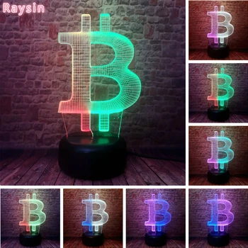 

Lustre Simple Bitcoin Sign Style 3D LED Bulb Mixed-Dual-7-Colores RGB Night Light Kids Bedroom Home Decor Child Boys Xmas Gifts