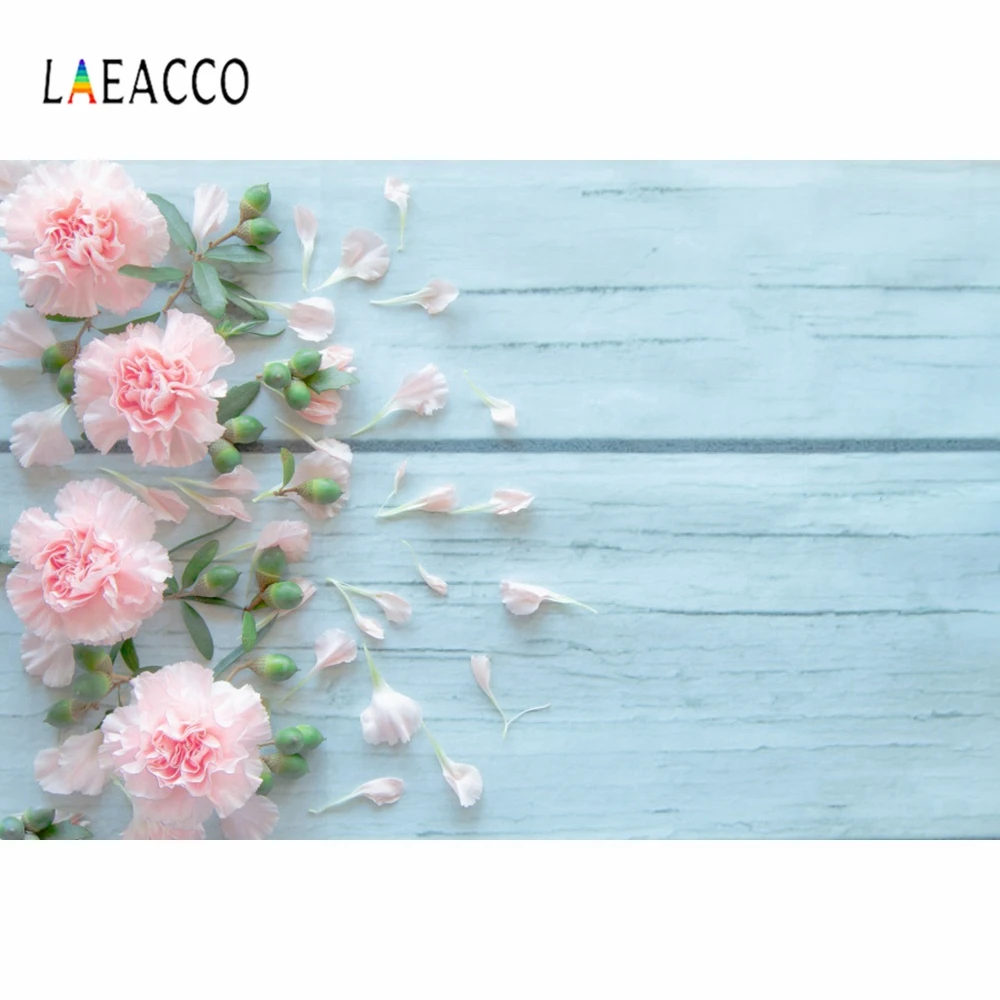 Laeacco синий деревянный Настольный светильник с розовыми цветами фон для