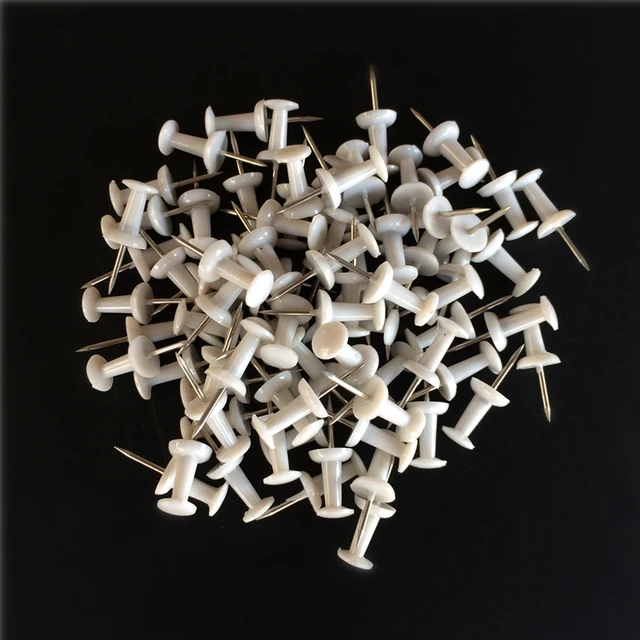 100pcs Plastic white push pins office binding Cork Board Safety Colored pin  big head needle pins