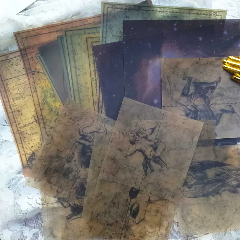 

30Pcs Star Constellation Compass Map Character Statue Angel Botany Background Material Paper Stickers Scrapbooking Bullet Journa