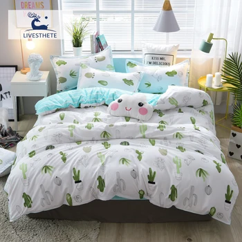 

Liv-Esthete Fashion Cactus Brief Bedding Set Soft Decor Duvet Cover Pillowcase Queen King Bed Sheet For Adult Kids Bed Set