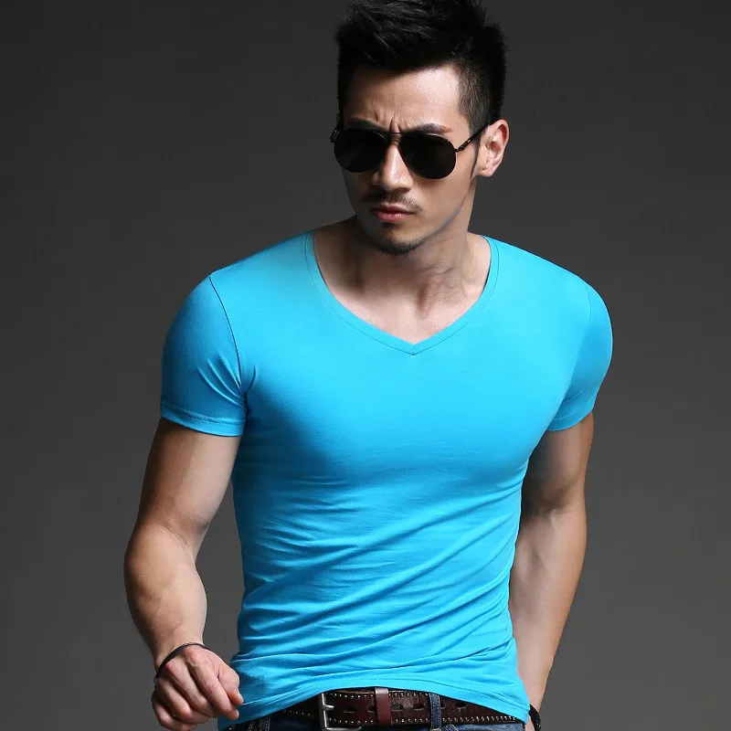 

2019 summer men's short-sleeved t-shirt Korean version of the trend half-sleeved slim body shirt summer men's clothing