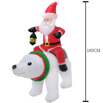 

Inflatable Santa Claus With Polar Bear Self-Inflate Christmas Air Blown Party Yard Decoration Indoor Garden Ornament