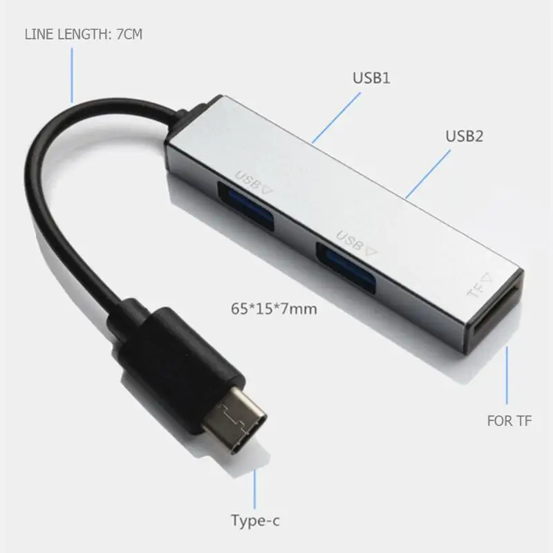 Тип-c до 2 USB2.0 TF кард-ридер USB-C Многофункциональный портативный расширитель type-C совместим с ОС Windows серии X и т. Д