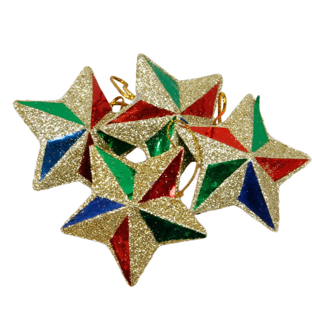 

18Pcs/Set Glitter Pentagram Christmas Balls Carton Christmas Pendant Set Christmas Ball Pentagram Pendant Party Home Decorations