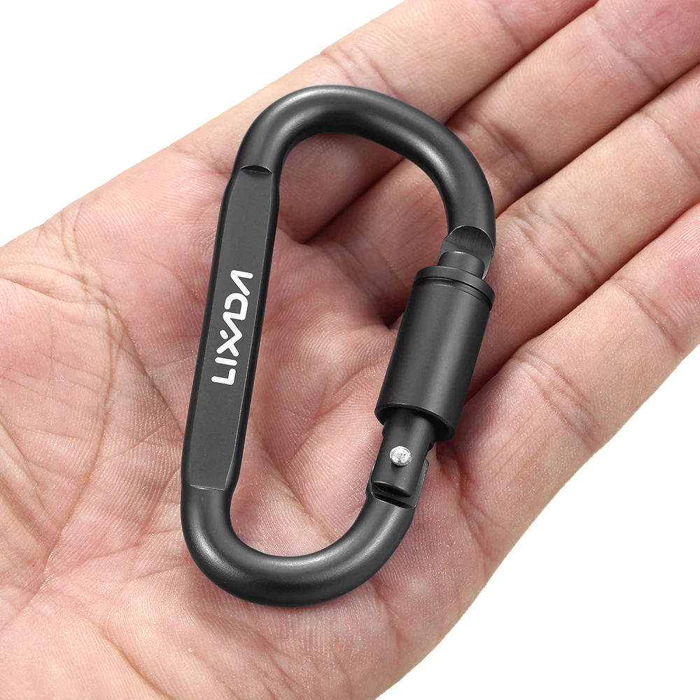 Key Chain Clip Lixada D Buckle Carabiner Aluminum Alloy Locking Screw Hanging Snap Hook Climbing Camping Multi Tools