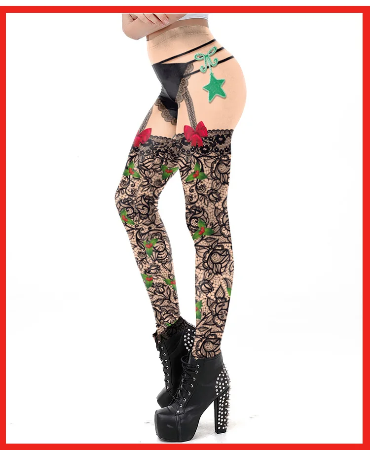 Горячая новинка Рождественский костюм 3D цифровая печать женские тянущиеся обтягивающие леггинсы для женщин сексуальный костюм Рождественский эльф