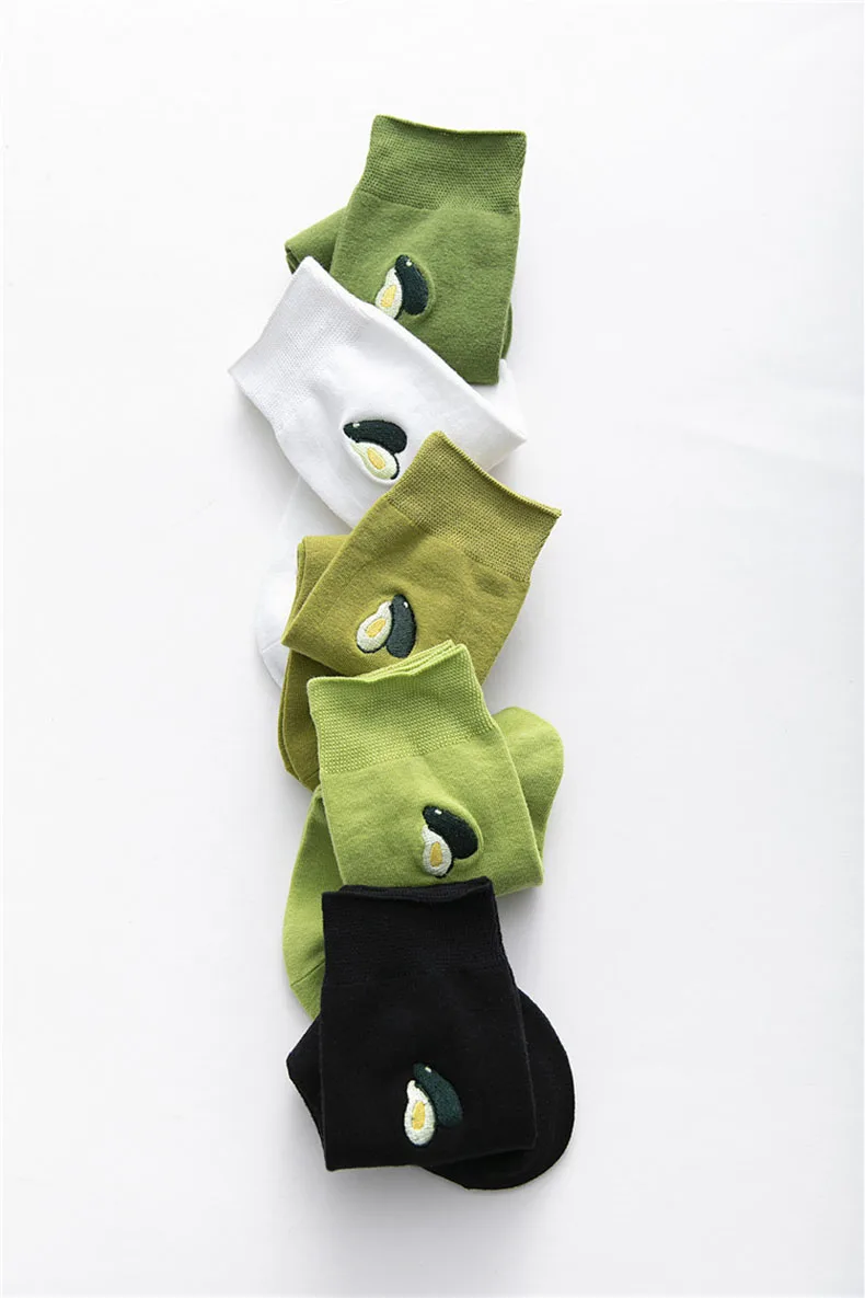 Женские носки из хлопка высокого качества, модные новые Носки с рисунком авокадо, женские популярные впитывающие пот Повседневные носки AA17