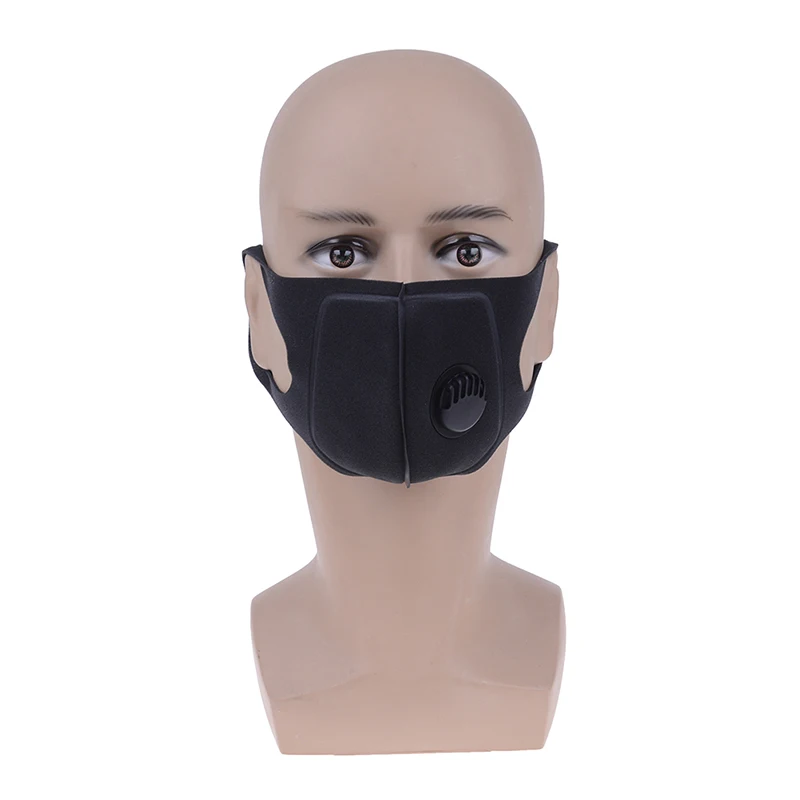 Мужская и женская противопылевая маска против РМ2, 5 загрязнения лица, рот, респиратор, черная дышащая маска с клапаном, фильтр, 3D покрытие рта
